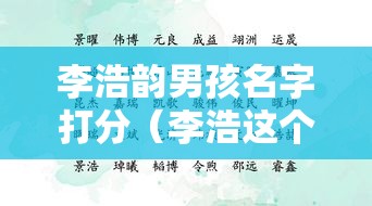 李浩韵男孩名字打分（李浩这个名字）