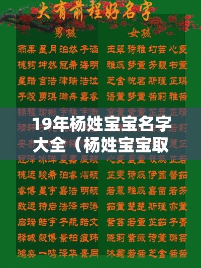 19年杨姓宝宝名字大全（杨姓宝宝取名字）