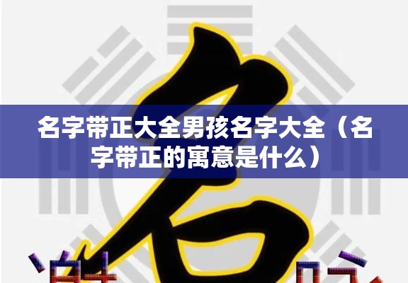 名字带正大全男孩名字大全（名字带正的寓意是什么）