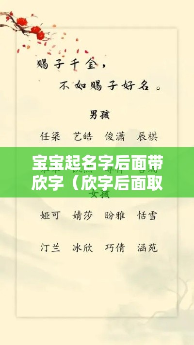 宝宝起名字后面带欣字（欣字后面取名字男孩）