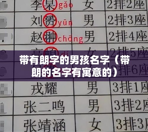 带有朗字的男孩名字（带朗的名字有寓意的）