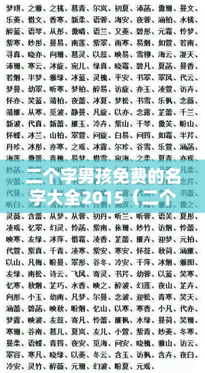 二个字男孩免费的名字大全2015（二个字男孩免费的名字大全2015年）