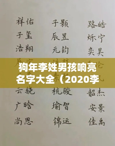 狗年李姓男孩响亮名字大全（2020李姓男孩起名大吉大利的名）